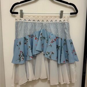 Showpo Asymmetrical Blue Floral Skirt